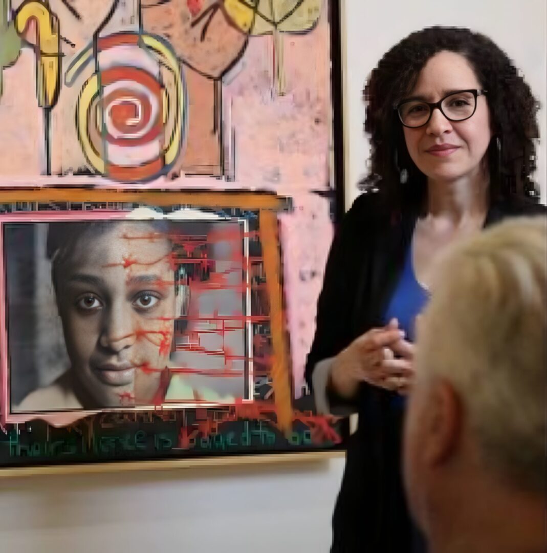 Art presentation with colorful painting