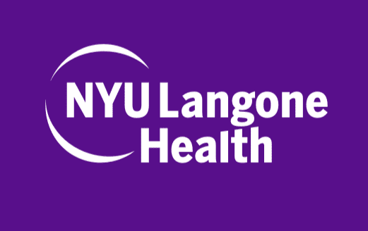 NYU Langone Health logo with purple background.
